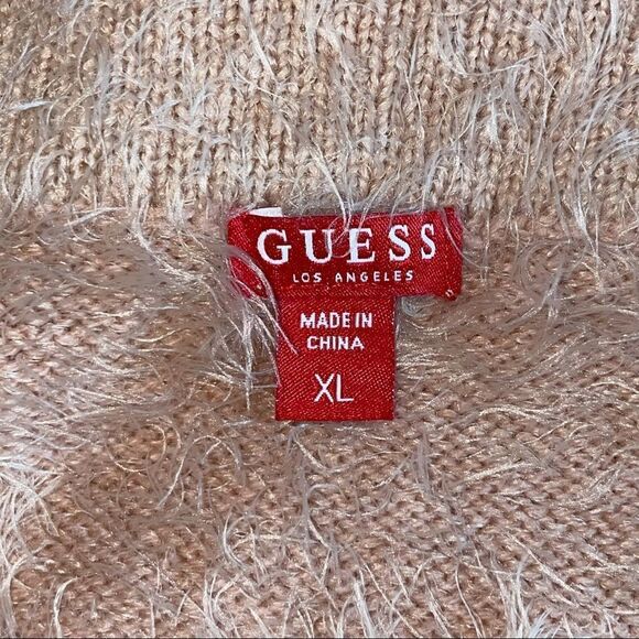 Guess Off The Shoulder Fuzzy Fitted Blouse Blush Pink Size XL - Picture 14 of 16